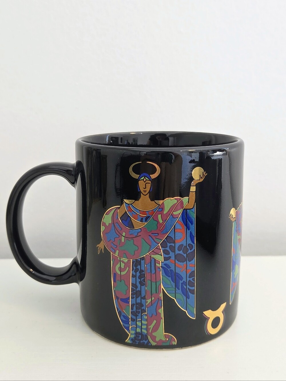 Vintage 1980s Celestial Zodiac Taurus Mug | Art Deco Revival